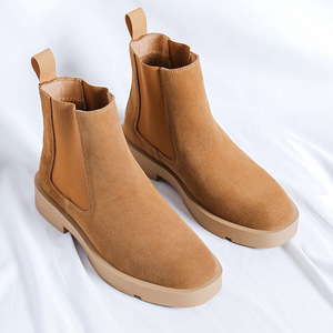 Retro brown Chelsea <b>boots</b>, short style, height-increasing, breathable, shock-absorbing, non-slip, thick sole. - Product Image 4