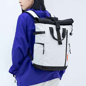 Unisex Trendy büyük kapasiteli rulo üst PU dizüstü sırt çantası özel su geçirmez anti-hırsızlık okul/öğrenci açık seyahat iş çantası - Product Image 4