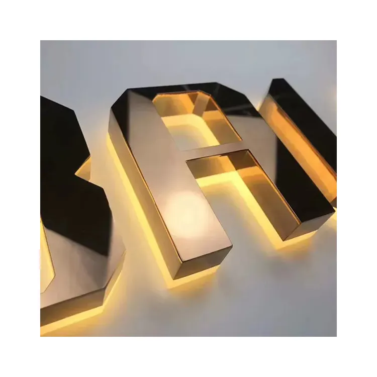 Outdoor Business Sign Stainless Steel Acrylic 3D Advertising illuminated Led Shop Backlit Letter Signage