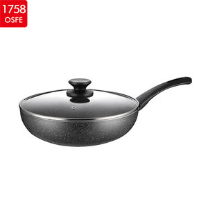 <span class=keywords><strong>Chino</strong></span> de templado de vidrio de tapa de aluminio forjado sartén antiadherente <span class=keywords><strong>Wok</strong></span> - Product Image 1