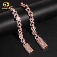 Bracelet en Moissanite plaqué or rose avec grande pierre brillante de 11 mm et 10 mm, motif croix et chaîne cubaine Infinity