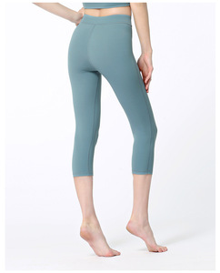 De cintura alta transpirable Yoga Leggings Workput deporte Color sólido de secado rápido elástico Capris - Product Image 5