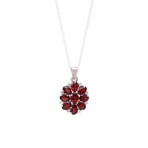 Collar con Colgante de Flor de Granate Rojo Natural de 18 Pulgadas con Engaste de Garra para Uso Diario, Joyería para Mujer - Product Image 1
