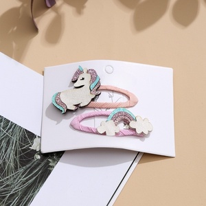 Handmade Fabric Hair <b>Clips</b> Set Cartoon Fruits Strawberry Fish Carrot <b>Bow</b> Kids Daily Use Opp Bag Packaging - Product Image 5