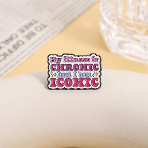 Spille in smalto con citazioni per adulti: 'La mia malattia è cronica, ma sono cronico', 'La salute mentale', distintivi da risvolto per vestiti, gioielli, regalo per amici - Product Image 3