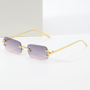 2025 kim loại cá tính cắt cạnh thời trang không có vành Eyewear unisex biểu tượng tùy chỉnh Kính uv400 thiết kế sang trọng Kính mát - Product Image 3