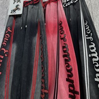 Pantalon décontracté F310/FANMAJIALIE tendance à taille mi-haute, imprimé léopard dégradé avec bandes latérales et cordon de serrage
