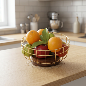 Corbeille à fruits ronde moderne en métal, conteneur de rangement 203 mm, support alimentaire de cuisine durable, conception soudée à un seul niveau - Product Image 1