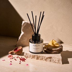 Aikun Coordinated Clear <b>Amber</b> <b>Glass</b> 5 Piece Home Fragrance Set Candle Spray Scent <b>Bottle</b> Reed Diffuser Fragrance Oil for Retail - Product Image 4