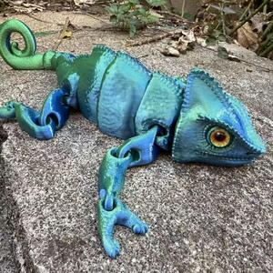 Meistverkaufter 3D-Gedruckter 38,5cm Chamäleon-Drache SDL22 Mehrfarbiger Eidechsen-Modell mit Beweglichen Gelenken Simulations-Spielzeug Kreatives 3D-Ornament - Product Image 1