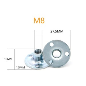 Inserto Roscado Xinjunye M8 de 27.5mm de Diámetro y 12mm de Altura para Herrajes de Puertas de Gabinete - Product Image 1