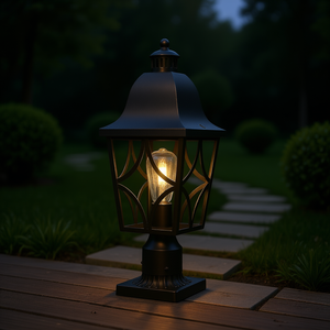 Outdoor Aluminum Garden <b>Light</b> Fixture Ip44 Glass Shade 2700K Warm White For Pathway <b>Deck</b> Patio Lighting - Product Image 2