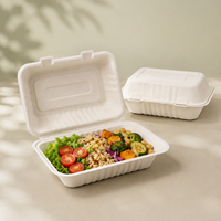 Boîte à lunch en bagasse à compartiment unique 9x6, type clamshell, pour la restauration rapide et l'emballage des plats principaux – Approvisionnement direct usine