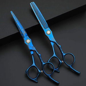 Blue Swallowtail Hairdressing Scissors 6 Inch Thinning <b>Shears</b> Right Handed Stainless Steel 440C Professional Hair Cutting <b>Tools</b> - Product Image 1