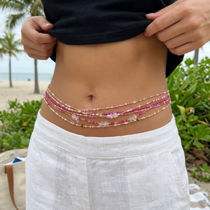 Ensemble de chaînes de taille bohèmes multicolores en perles pour femme, chaînes de ventre superposées, accessoires de plage, bijoux de corps, cadeaux d'été - Product Image 2
