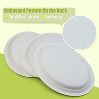 Plat de fête en pâte de bagasse jetable biodégradable pour portion d'aliments Assiette ovale en papier de canne à sucre de 12 pouces