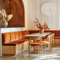 Ensemble de mobilier de restaurant Ron Group : banquette en bois, table, chaises et canapé en velours pour café