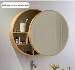 Push Pull Bathroom <strong>Mirror</strong> Cabinet <strong>with</strong> <strong>Lights</strong> Solid Wood Frame Smart Anti Fog Storage Wall Decor Hanging <strong>Round</strong> Closets <strong>Mirror</strong> - Product Image 2