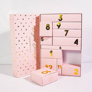 Boîte cadeau cosmétique rose vide personnalisée, <span class=keywords><strong>calendrier</strong></span> <span class=keywords><strong>de</strong></span> <span class=keywords><strong>l</strong></span>'avent <span class=keywords><strong>de</strong></span> Noë<span class=keywords><strong>l</strong></span>, compte à rebours <span class=keywords><strong>de</strong></span> 12 jours, emballage cadeau <span class=keywords><strong>de</strong></span> Noë<span class=keywords><strong>l</strong></span> - Product Image 2