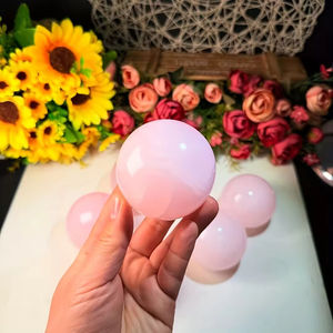 ลูกบอลคริสตัลธรรมชาติขัดเงาสีชมพู อะราโกไนต์ทรงกลม แคลไซต์สีชมพูทรงกลม สำหรับตกแต่งบ้าน ของขวัญวันอีสเตอร์ ขายส่ง - Product Image 6