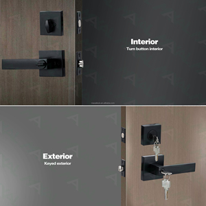 Äußeres schwarzes Türschloss-Set Combo-Schloss-Hochleistungs-Tür knauf griff und Einzylinder-Riegels chloss - Product Image 5
