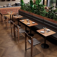 Ensemble table et chaises de style industriel pour restaurant occidental, canapé de banquette rétro pour café, petite taverne, snack-bar simple