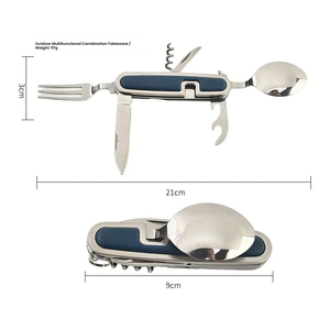 ชุดช้อนส้อมสแตนเลสอเนกประสงค์แบบถอดประกอบได้ พับเก็บได้ สำหรับตั้งแคมป์กลางแจ้ง พกพาสะดวก มีด ส้อม ช้อน - Product Image 2