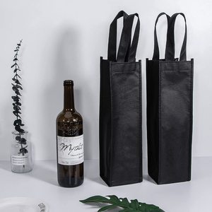 Bolsa de vino de tela no tejida reutilizable negra para botellas y regalos Solución de compras conveniente - Product Image 5