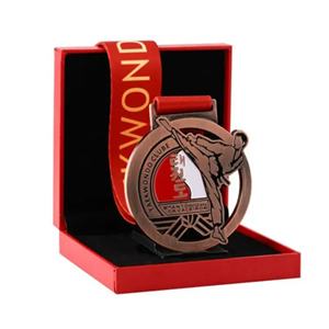 Médaille personnalisée en alliage de zinc avec logo, design récompensant, 2D/3D, ruban doré, pour football, course à pied, sports, médaille métallique sur mesure - Product Image 2