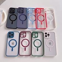 Coque rigide en acrylique magnétique sans fil pour iPhone 15, 14, 13 Pro Max, coque transparente antichoc mate pour iPhone 12