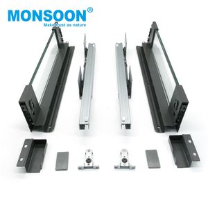 Système de glissières de tiroir de 167 mm de hauteur, gris, Ultbox-Standard, glissières en verre à double paroi pour tiroir de rangement profond pour armoire de cuisine - Product Image 1