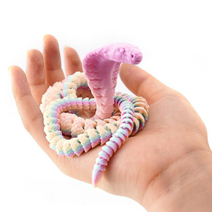 Serpent imprimé en 3D, Animaux imprimés en 3D, Jouets anti-stress imprimés en 3D, Décoration pour la maison et le bureau, Jouets Cobra en cristal pour bureau de direction - Product Image 4