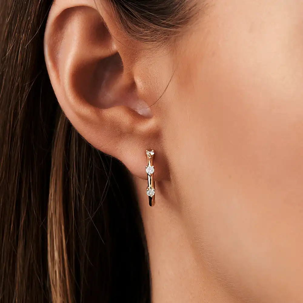 VLOVE Boucles d'oreilles pendantes au design classique Boucles d'oreilles en diamant serti de griffes 14k Boucles d'oreilles en diamant