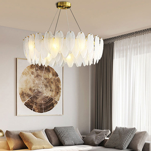 <span class=keywords><strong>Lustre</strong></span> en verre à plumes créatif de luxe léger à la française, adapté à la <span class=keywords><strong>chambre</strong></span> principale, à la salle à manger, au salon - Product Image 1