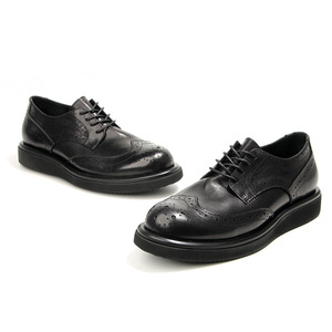 Brogue Carved Men's Leather Shoes <b>Round</b> Toe Black Office Career <b>Cushioned</b> Dress Shoes Size 38-44 - Product Image 3