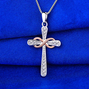 S925 argento non sbiadito croce collana per le donne di vendita calda moda retrò placcato oro catena di clavicola all'ingrosso - Product Image 6