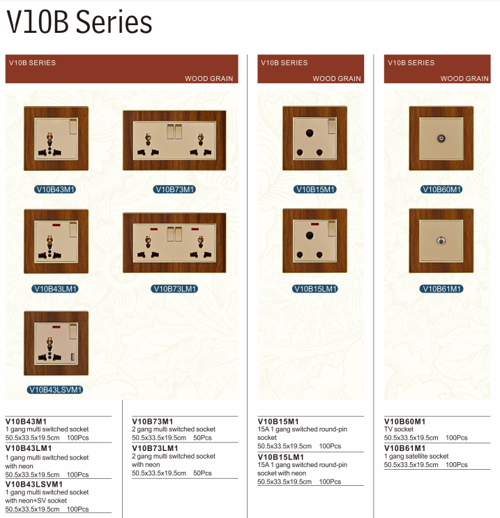 VNX High Quality Light Wall Switch 1Gang Switch Multi Socket 15A/16A Wood Grain With USB UK Electrical Switch and Sockets