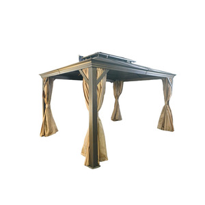 Tuin Aluminium Metalen Terras Tuinhuisje Hard Top Tuinhuisje Paviljoen Met Mesh & Gordijnen - Product Image 2