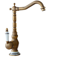 Robinet de lavabo en céramique thermostatique en laiton antique de luxe, robinet cascade à trou unique, mélangeur chaud et froid, lavabo européen