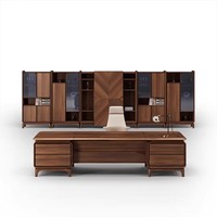 Table de Direction SBT-L12268 en Noyer Massif, Style Moderne Minimaliste, Mobilier de Bureau Commercial, Quincaillerie de Haute Qualité, Solution Complète