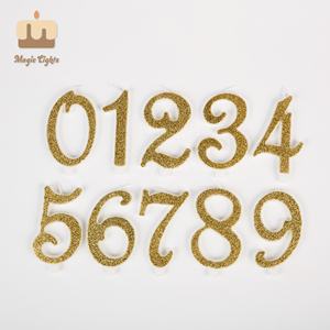 Meilleur prix de gros, bougie de gâteau personnalisée avec de gros paillettes dorées, chiffres de 0 à 9 pour fête d'anniversaire et <span class=keywords><strong>mariage</strong></span> - Product Image 4