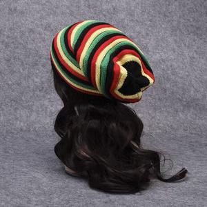 Jamaïque Style extérieur chaud rayure Slouchy tricot béret chapeau doux numérique imprimé commun tricot bonnet pour automne plage <span class=keywords><strong>voyage</strong></span> - Product Image 4