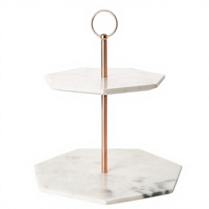 Luxury Two-Tier Marble Cake Stand Round Pedestal Dessert Display Plate Wedding Birthday Party <b>Table</b> Centerpiece Wedding - Product Image 2
