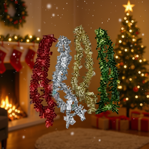 Homeera Christmas Ribbons W9cm L200cm PET Material Red Gold Silver Green Holiday Decorations - Product Image 2