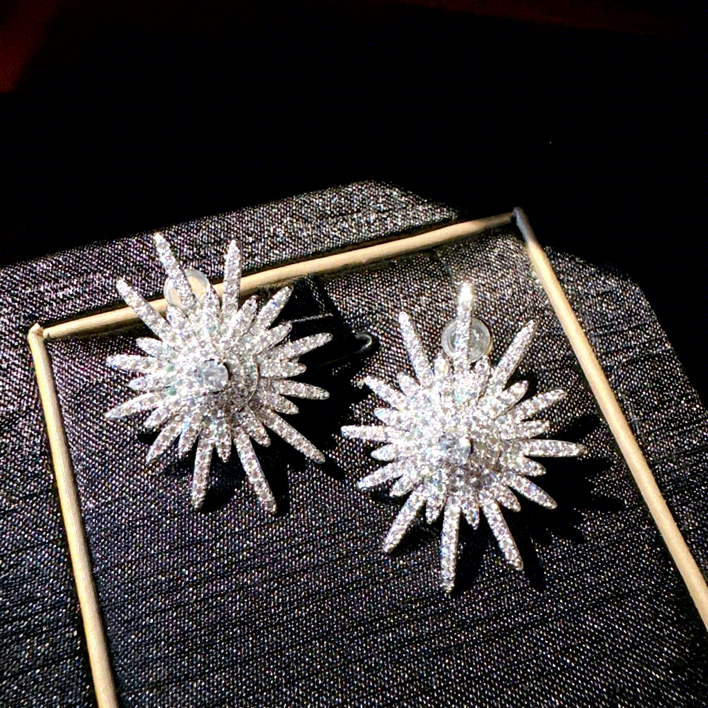 Orecchini bianchi con zirconi a forma di stella brillante 139hx