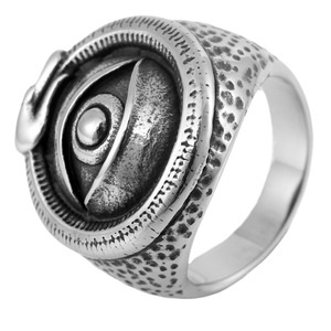 yunnique Men's All Seeing Eye <b>Titanium</b> Steel <b>Ring</b> Silver Geometric Design Gift Jewelry - Product Image 5
