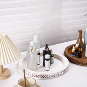 Wooden Round <b>Tray</b> Natural Wood Color Varnished Multifunction <b>Storage</b> <b>Tray</b> For Home Living Room Coffee Table Fruit Plate - Product Image 2