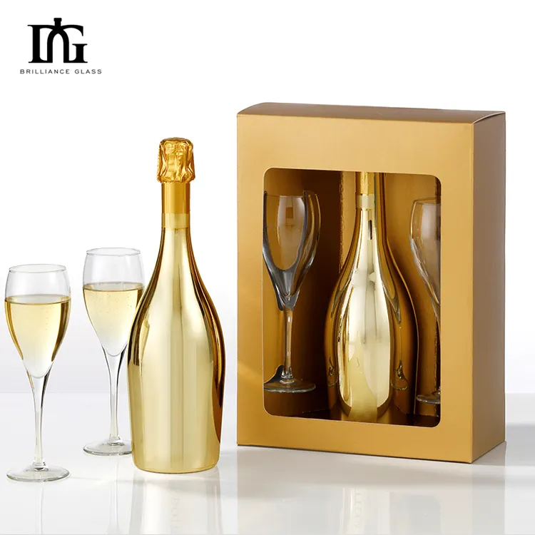 750ml 75cl Galvani sieren Galvani siert Gold Blau Rosa Leere Spirituosen Champagner glasflasche Mit Metallic-Effekt