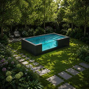 Piscina Comercial de Fibra de Vidrio de 20 y 40 pies con Cubierta de WPC, <span class=keywords><strong>Jacuzzi</strong></span> Exterior, Piscina Elevada - Product Image 5