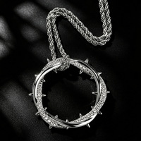 Collier pendentif Couronne d'épines en laiton plaqué or 18 carats pour homme, incrusté de zircons et de CZ, style Hip Hop Iced Out, avec chaîne torsadée